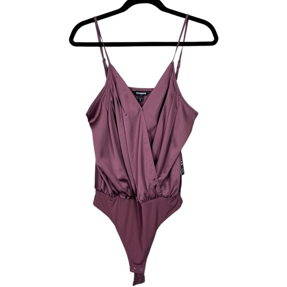 Express Tops - EXPRESS NWT Mauve Satin Spaghetti Straps V-Neck Bodysuit